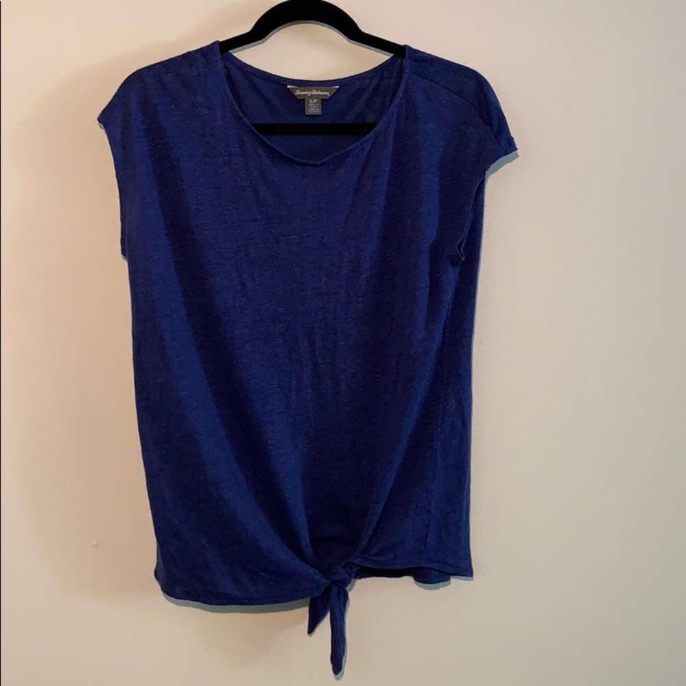 Blue Tommy Bahama Front Tie Tee-Shirt, Small